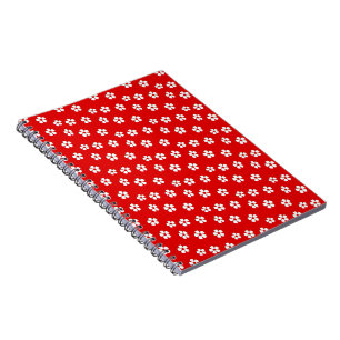 Carnet Fleurs blanches mignonnes sur rouge