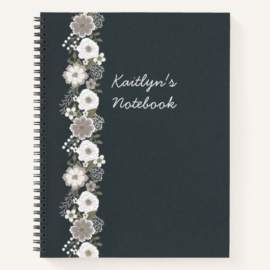 Carnet Fleurs blanches personnalisées (Devant)