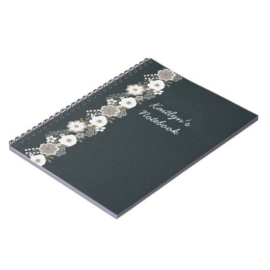 Carnet Fleurs blanches personnalisées (Côté gauche)