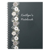 Carnet Fleurs blanches personnalisées (Devant)