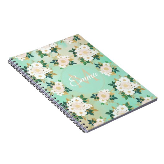 Carnet Fleurs blanches romantiques, dessin à l'aquarelle (Côté Droit)