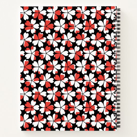 Carnet Fleurs blanches rouges mignons motif (Dos)