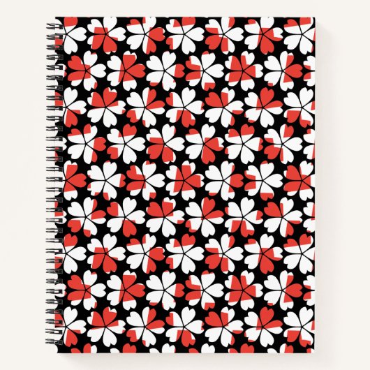 Carnet Fleurs blanches rouges mignons motif (Devant)