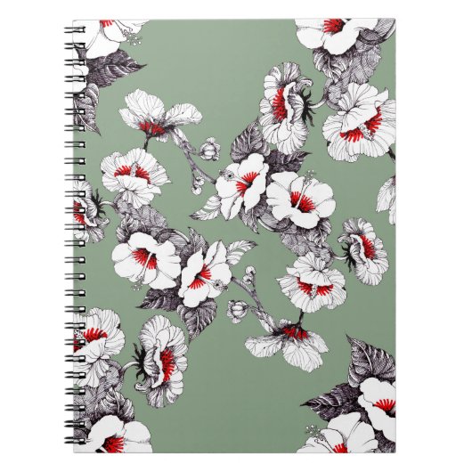 Carnet Fleurs blanches rouges sans joint : décoration ver (Devant)