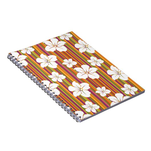 Carnet Fleurs blanches sur un arrière - plan rayé (Côté Droit)