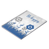 Carnet fleurs bleu et gris (Côté gauche)