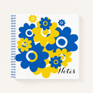 Carnet Fleurs bleu et jaune