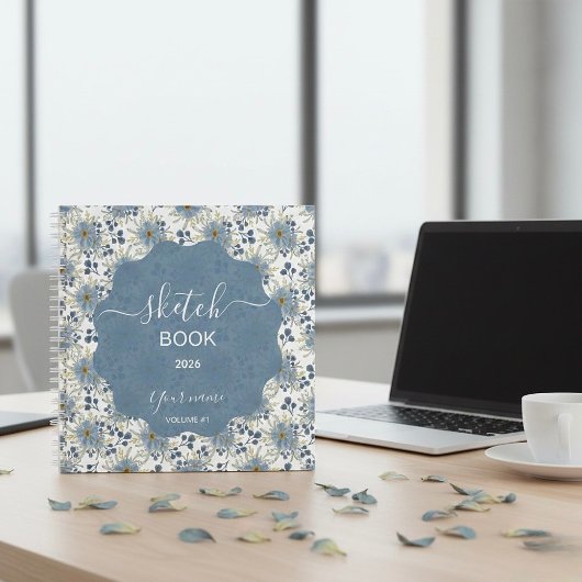 Carnet Fleurs Bleu Glacé