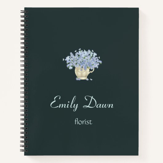 Carnet Fleurs bleues en gris vase (Devant)