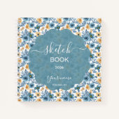 Carnet Fleurs bleues et dorées (Devant)