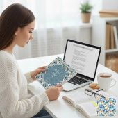 Carnet Fleurs bleues et dorées