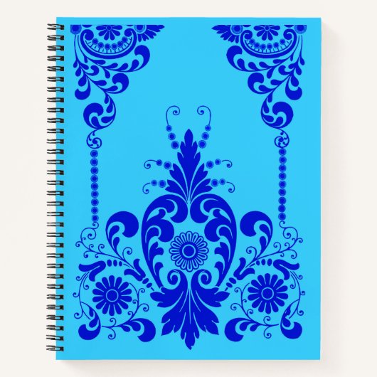 Carnet fleurs bleues et impression de culicues (Devant)