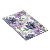 Carnet Fleurs bleues et lilas sur fond blanc. (Côté Droit)