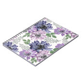 Carnet Fleurs bleues et lilas sur fond blanc. (Côté gauche)