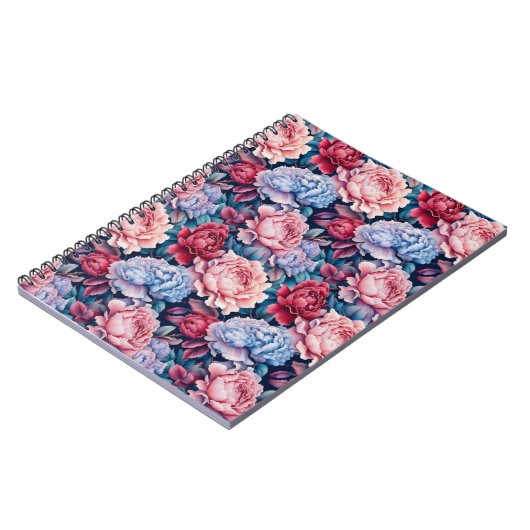 Carnet Fleurs bleues et roses (Côté gauche)