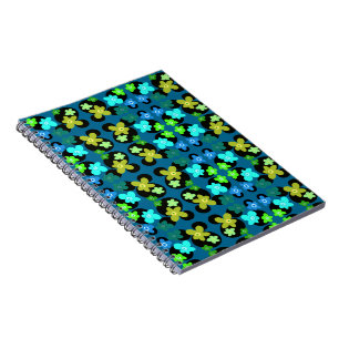 Carnet Fleurs bleues et vertes