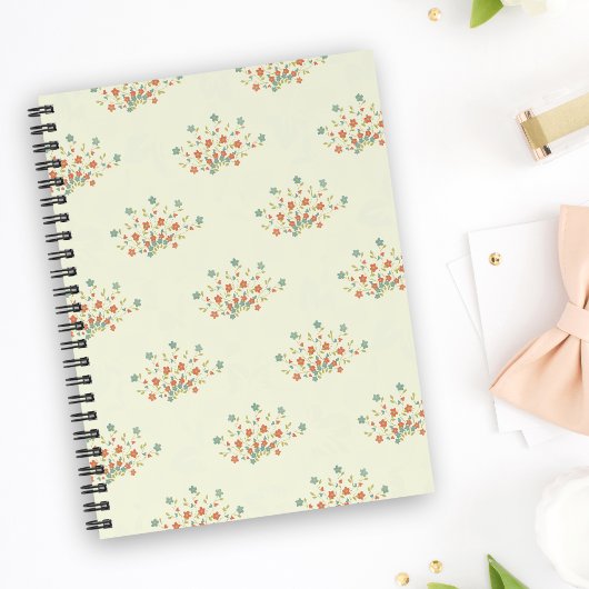 Carnet Fleurs Bleues, Fleurs Rouges, Motif De Fleurs