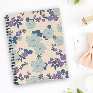 Carnet Fleurs Bleues, Fleurs Violettes, Motif Floral