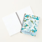 Carnet Fleurs Bleues, Motif De Fleurs, Votre Nom (Intérieur)