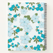 Carnet Fleurs Bleues, Motif De Fleurs, Votre Nom (Dos)