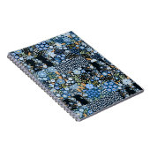 Carnet Fleurs Bleues Patchwork : Tissu sans couture. (Côté Droit)