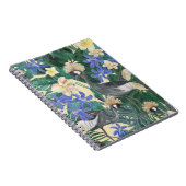 Carnet Fleurs Bleues Plumeria, Aquarelle Sans Couleur. (Côté Droit)