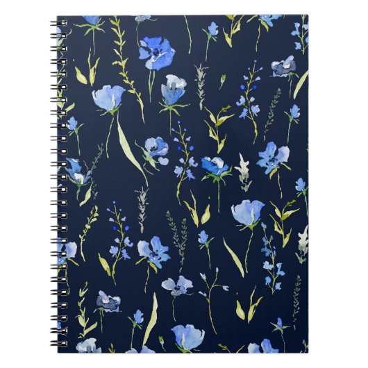 Carnet Fleurs bleues rustiques : Illustration botanique. (Devant)