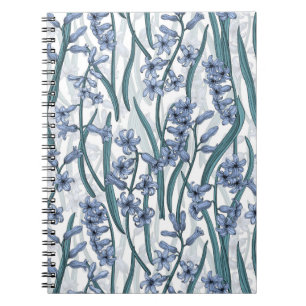 Carnet Fleurs Blue Hyacinth sur blanc
