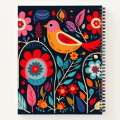 Carnet Fleurs Boho Folk Oiseau | votre nom (Dos)