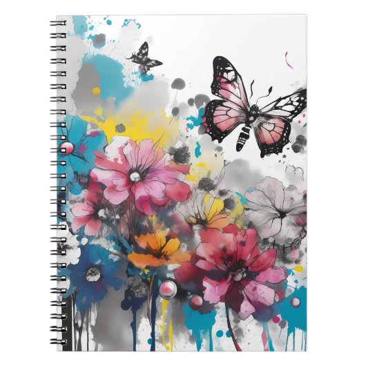 Carnet Fleurs Boho Peinture à l'encre (Devant)