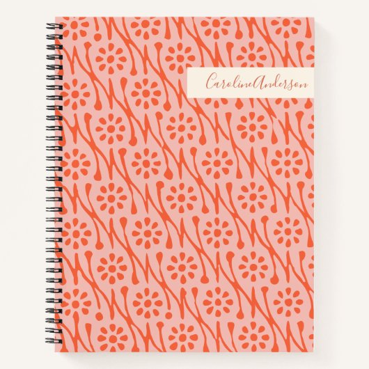 Carnet Fleurs botaniques en rose Personnalisées (Devant)