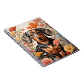 Carnet Fleurs Brown De Dachshund Et Cosmos (Côté Droit)