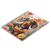 Carnet Fleurs Brown De Dachshund Et Cosmos (Côté gauche)