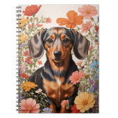 Carnet Fleurs Brown De Dachshund Et Cosmos (Devant)