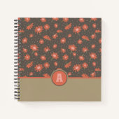 Carnet Fleurs Brown roses de corail monogrammes (Devant)