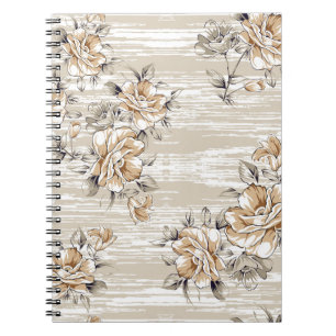 Carnet fleurs brunes motif sur fond de texture