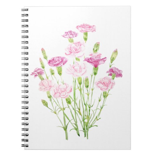 Carnet fleurs carnation rose (Devant)