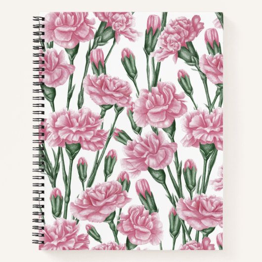 Carnet Fleurs carnations roses (Devant)