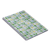 Carnet Fleurs chamomiles blanches sur à damiers bleu vert (Côté Droit)