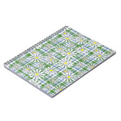 Carnet Fleurs chamomiles blanches sur à damiers bleu vert (Côté gauche)