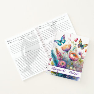 Carnet Fleurs, cœurs et papillons recettes personnalisées