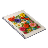 Carnet Fleurs Colorées de Nom Personnalisé (Côté Droit)
