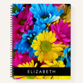 Carnet Fleurs colorées, Faisées, Boho, Votre Nom (Devant)