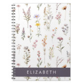 Carnet Fleurs colorées, Fleurs sauvages, Verdure, Votre N (Devant)
