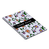 Carnet Fleurs Colorées, Fond Bleu, Noir (Côté Droit)