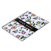 Carnet Fleurs Colorées, Fond Bleu, Noir (Côté gauche)