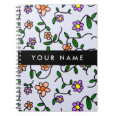 Carnet Fleurs Colorées, Fond Bleu, Noir (Devant)