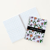 Carnet Fleurs Colorées, Fond Bleu, Noir (Intérieur)