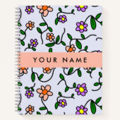 Carnet Fleurs Colorées, Fond Bleu, Orange (Devant)
