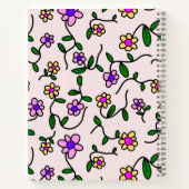 Carnet Fleurs Colorées, Fond Rose, Noir (Dos)